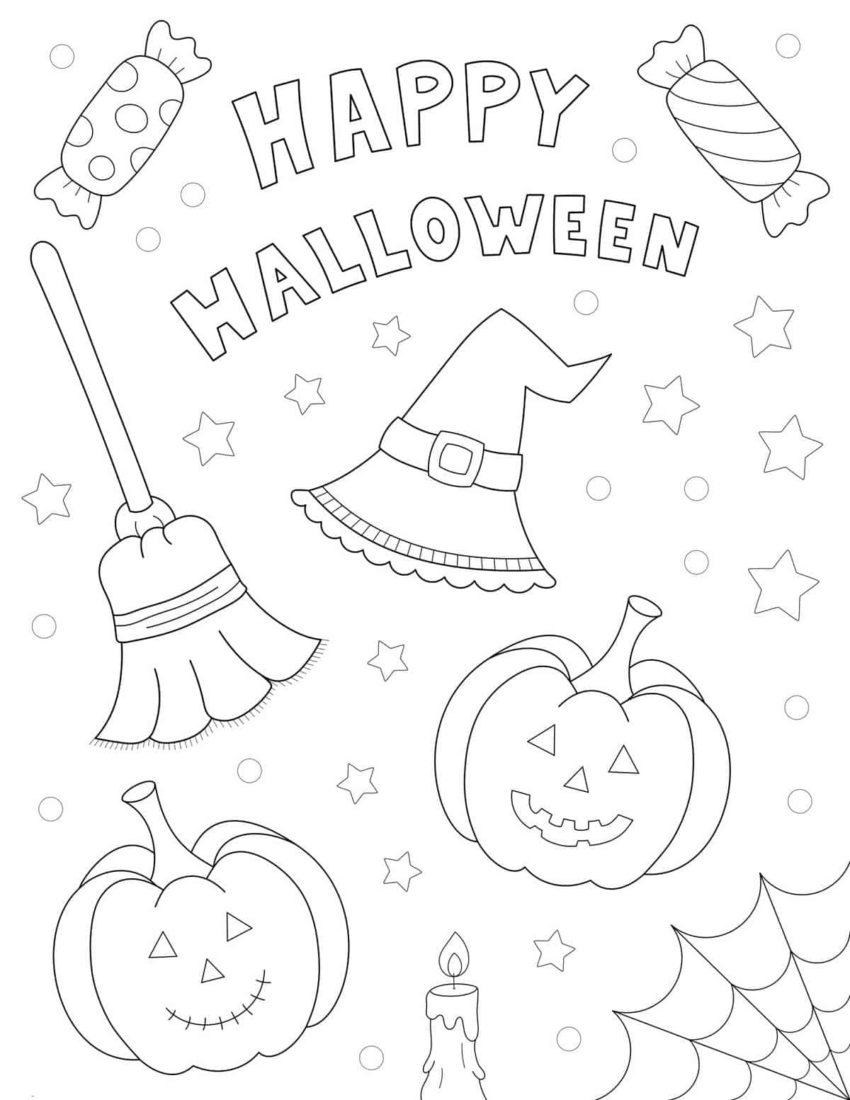 A coloring book with everything you need for Halloween